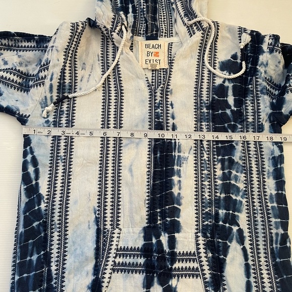 Beach by Exist Hooded Pullover Long sleeve Blue Tie Dye Size M - Picture 6 of 8